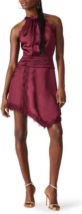 Steve Madden Monna Lace Detail Asymmetric Dress in Deep Fig at Nordstrom, Size 14