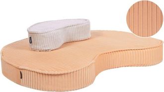 Beliani Beliani - Floor Seating Cushion Cotton Velvet Structure Ribbed Corduroy Bean-Shaped Set of 2 Peach Pink and White Nili