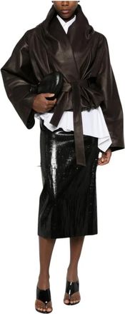 Magda Butrym Jassen, Dames, Bruin, S, Leer, Leather 24 Jacket
