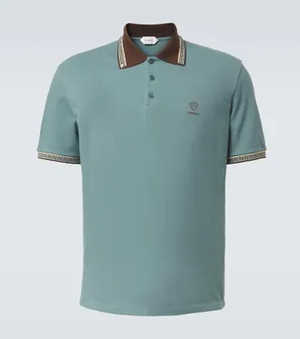 Versace Greca cotton piqu&eacute; polo shirt