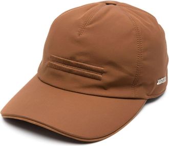 Ermenegildo Zegna logo-embroidered cap - men - Calf Leather/Cotton/Polyamide/Polyester/Polyester - L - Brown
