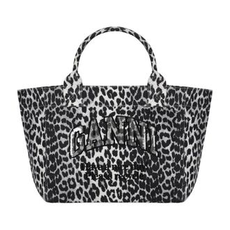 Ganni Leopard Medium Tote - female - Ganni - Shopping Bags - Gray - ONE SIZE - Bags
