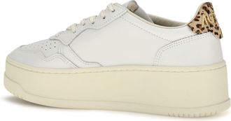 Autry Womens Platform Leather Sneakers Medalist White-Leopard Trainers