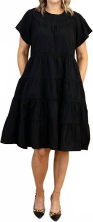 Calista Anya Textured Tiered Midi Dress In Black