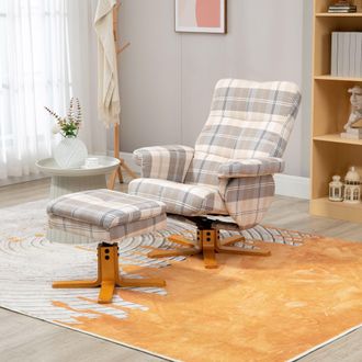 HOMCOM Recliner Chair & Footstool PU Leather Wooden Base