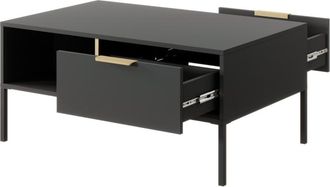 AKL FURNITURE Mesa de centro efecto madera Negro y Dorado