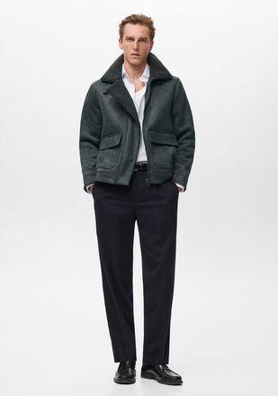 Mango Giacca double face interno montone grigio - Uomo - XXL - MANGO MAN