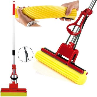Trade Shop Trade Shop - Pva Mocio Mop Scopa Assorbente Con Manico Telescopico Lava Strizza Asciuga