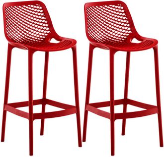 Clp Set de 2 taburetes para exterior en pl&aacute;stico rojo