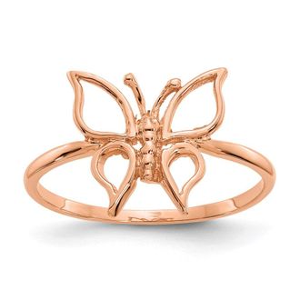 Diamond2Deal 14k Rose Gold Polished Butterfly Ring