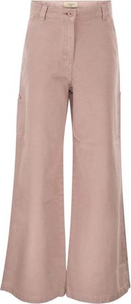 Max Mara Wkdskipper Wijde Broek - Dames - Wijde Broeken - Roze - XS - Katoen - Broeken
