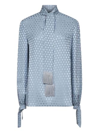 Valentino Garavani Blouse met franje en hartpatroon - Blauw