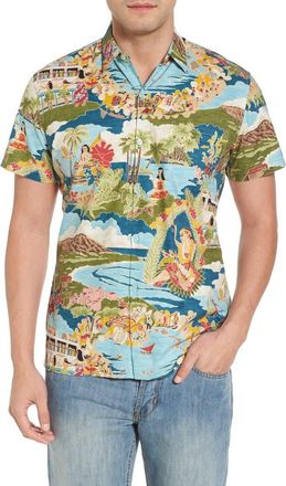 Tori Richard Boat Day Aloha Sport Shirt in Lagoon at Nordstrom, Size Xx-Large