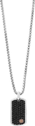 Effy Mens Sterling Silver & 18K Rose Gold Pav&eacute; Black Sapphire Dog Tag Pendant Necklace at Nordstrom Rack, Size 22