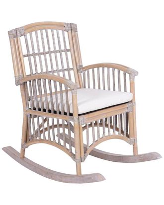 Jonathan Y Designs Jonathan Y Swayze Bohemian Farmhouse Woven Rattan & Wood Rocking Chair