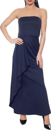 Marina Rossini Strapless Draped Side Gown in Navy at Nordstrom Rack, Size X-Large