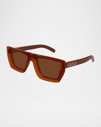 Gucci Mens GG1723SM Plastic Rectangle Sunglasses