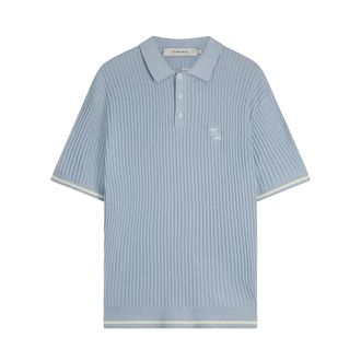 Filling Pieces Tops, Heren, Blauw, L, Katoen, Fijn Gebreide Polo