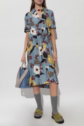 Marni Floral Motif Dress, Womens, Blue