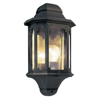 Netlighting Chapel 1 Light Outdoor Wall Half Lantern Light Black IP44 E27