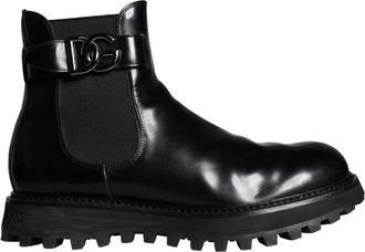 Dolce & Gabbana Black Belted DG Logo Men Chelsea Boots Mens Shoes (Pre-Owned)