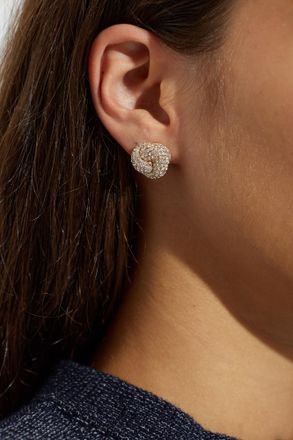 Self Portrait Earrings With Shimmering Crystals, Womens, Gold