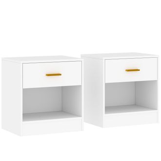 HOMCOM Set 2 Comodini Con Cassetto E Ripiano Aperto Moderni In Truciolato Bianco - Homcom
