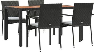 vidaXL Set De Muebles Jard&iacute;n 5 Pzas Con Cojines Rat&aacute;n Sint&eacute;tico Negro Vidaxl