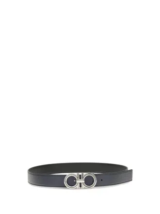 Ferragamo Reversible Leather Belt - Navy