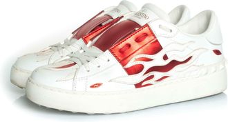 Valentino Valentino Garavani Calfskin flame rockstud open sneakers