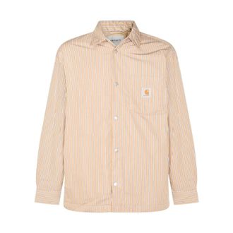 Carhartt Work in Progress Carhartt Wip, Casual Shirts, male, Brown, Size: XL Grimsby Stripe Shirt