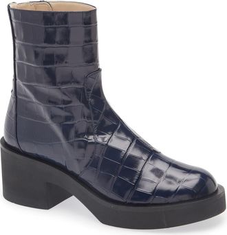 Stuart Weitzman Gotham Croc Embossed Boot in French Blue at Nordstrom Rack, Size 4.5