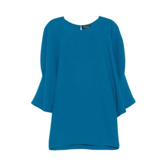 Gianluca Capannolo Short Dresses, female, Blue, Size: S Blue Wool Bell Sleeves Dress