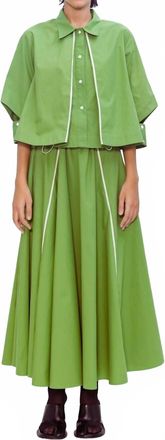 Love Birds Circle Maxi Skirt In Matcha Green