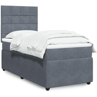 vidaXL Cama Box Spring Con Colch&oacute;n Terciopelo Gris Oscuro 100x200 Cm Vidaxl