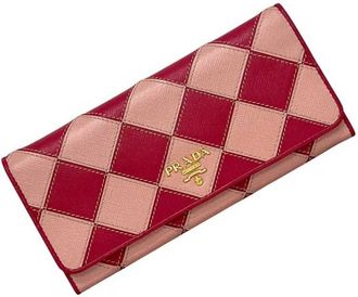 Prada Saffiano Peonia Pink Leather Long Wallet (Bi-Fold) (Pre-Owned)