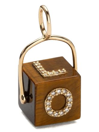 Tamara Taichman 9kt yellow gold Cubix Love tiger eye and diamond pendant - women - Diamond/Tiger eye/9kt Yellow Gold - One Size