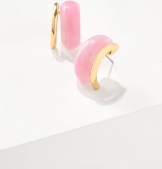 Talbots Split Hoop Earrings - Orchid Pink/Gold - 001 Talbots