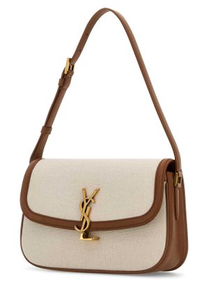 Saint Laurent Womens Sand Canvas Solferino Shoulder Bag Greggiobrick Borse A Mano
