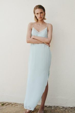 H&M Lace-trimmed Strappy Dress in Light Blue at Nordstrom, Size X-Small