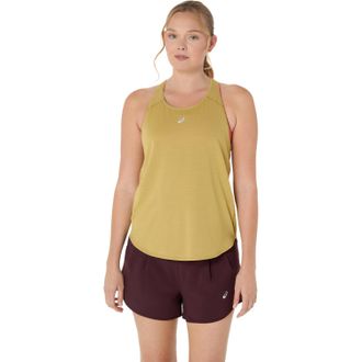 Asics Trainingstop ASICS ROAD TANK, Damen, Gr. XL, gelb (lemongras), Obermaterial: 94% Polyester, 6% Elasthan, Rundhals, Tops Trainingstop