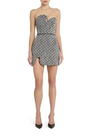 Amanda Uprichard Puzzle Strapless Minidress in Black White at Nordstrom Rack, Size Large