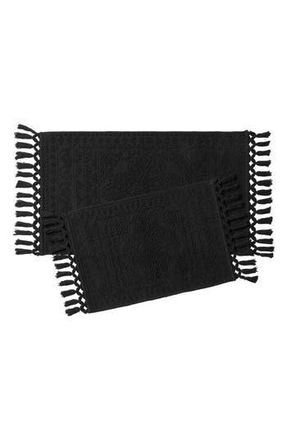 French Connection Nellore Fringe 2-Piece Bath Rug in Black at Nordstrom Rack