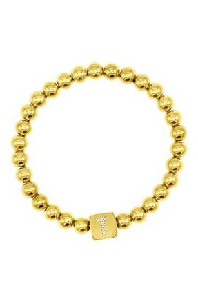 Adornia Crystal Initial Stretch Bracelet in Gold-T at Nordstrom Rack