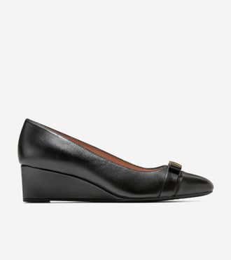 Cole Haan Womens Go-to Malta Bow Wedges - Black Size 10.5