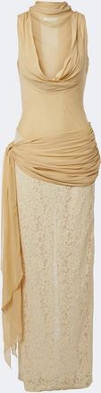 De La Vali Rosa lace-paneled georgette maxi dress