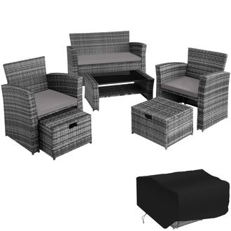 TecTake Garden Furniture Set Modena in Grey | Size: 4 Person