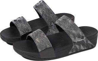 FitFlop Lulu Glitz Slides Womens Shoes All Black : 6.5 M (B), Textile