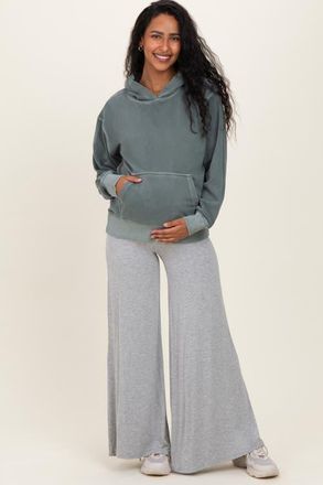 Pinkblush Fold Over Waist Wide Leg Lounge Pants in Heather Grey at Nordstrom, Size Small 29