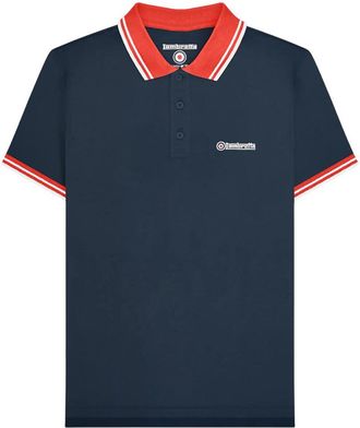 Lambretta Heren Contrast Tipped Polo Shirt (Marineblauw/Rood)
